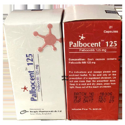 Incepta、Beacon、DIL、Tlph、Everest、Pfizer Palbociclib  PD-0332991 Palbocent  125mg*21 tablets Breast cancerfor stage 1 2 3 cancer